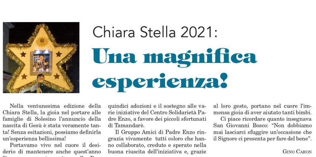 INIZIATIVA DELLA “CHIARA STELLA ” ANCHE NEL NATALE 2021